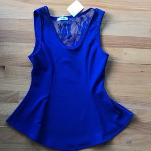 NWT. Royal blue with lace top